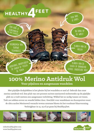Healthy4Feet Merino Antidruk Wol, 50 + 5 gram gratis